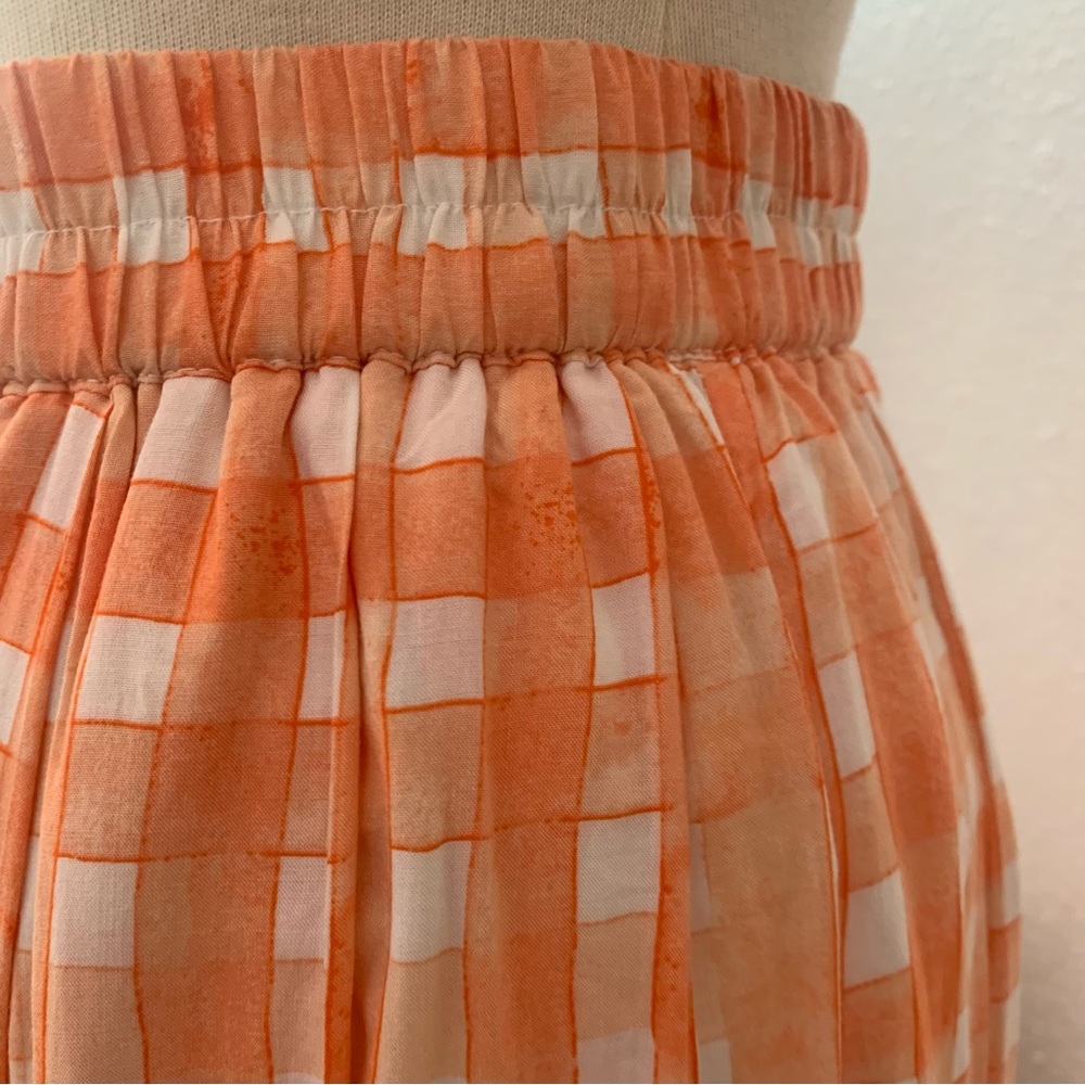 Urban Outfitters orange and white checkered and pleated button down mini skirt - Picture 3 of 8